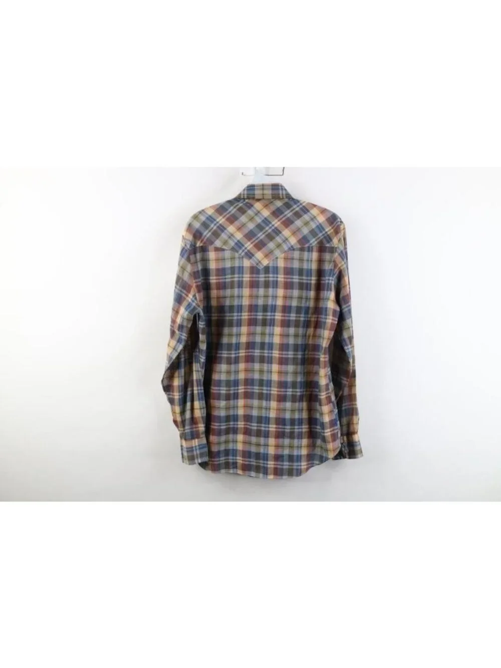 Vintage 70s Levis Big E Mens Medium Western Cowboy Snap Button Shirt Plaid USA